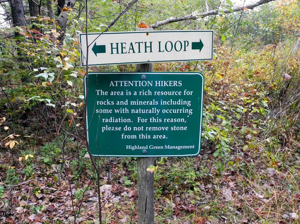 Recent photo of Swamp Quarry #1 providing radiation warning